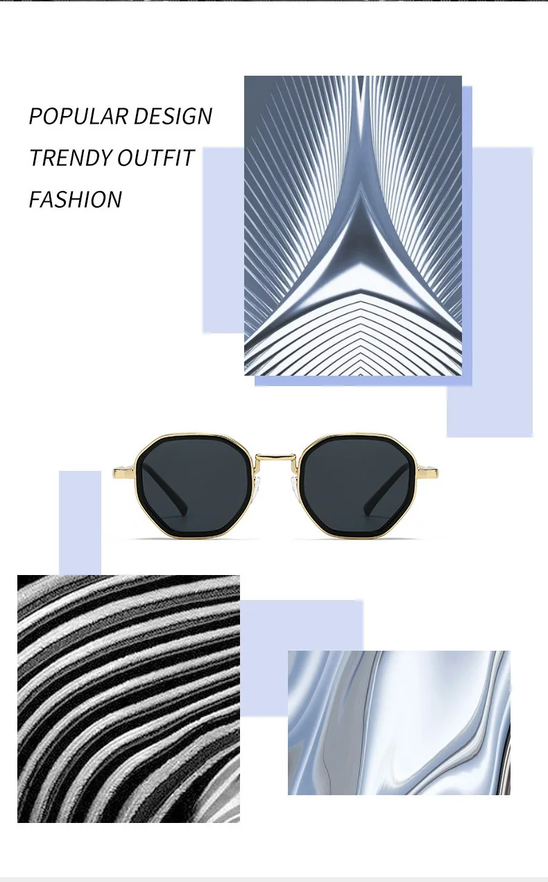 Neue modische Unisex-Sonnenbrille aus Metall mit geometrischem Design, Retro, personalisierbar, trendiger Streetstyle, UV-Schutz, 222 – Detail 4