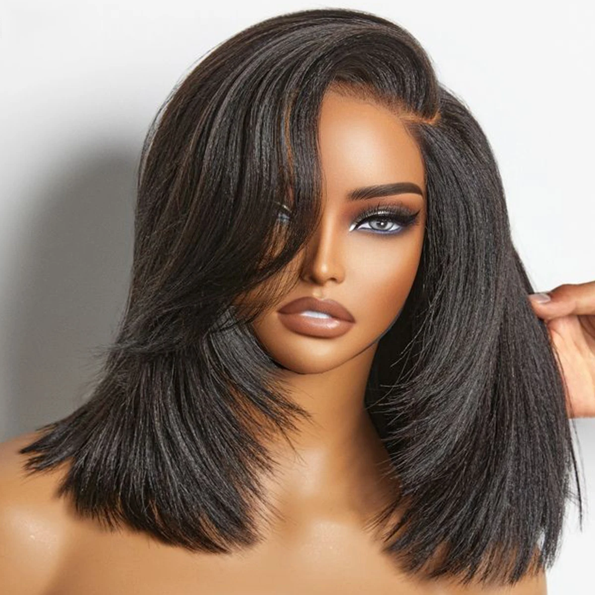 10-16 Inch Layered Body Wave Human Hair 400 Density C Part Wig Glueless Brazilian Body Wave Bob 4x4 HD Lace Curly Wigs For Women