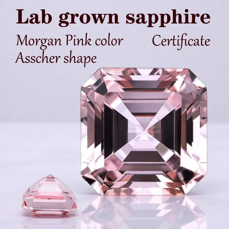 

Lab Grown Sapphire Asscher Shape Morgan Pink Color VVS1 Charms Advanced Jewelry Making Materials AGL Certificate Extremely Shiny