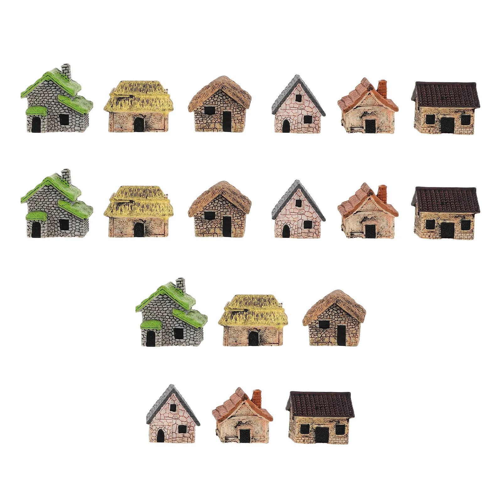 

18Pcs Mini Resin Cottage Ornaments Vintage Thatched Fairy House for Bonsai Village Decor Micro Landscape Plant Pot Terrarium