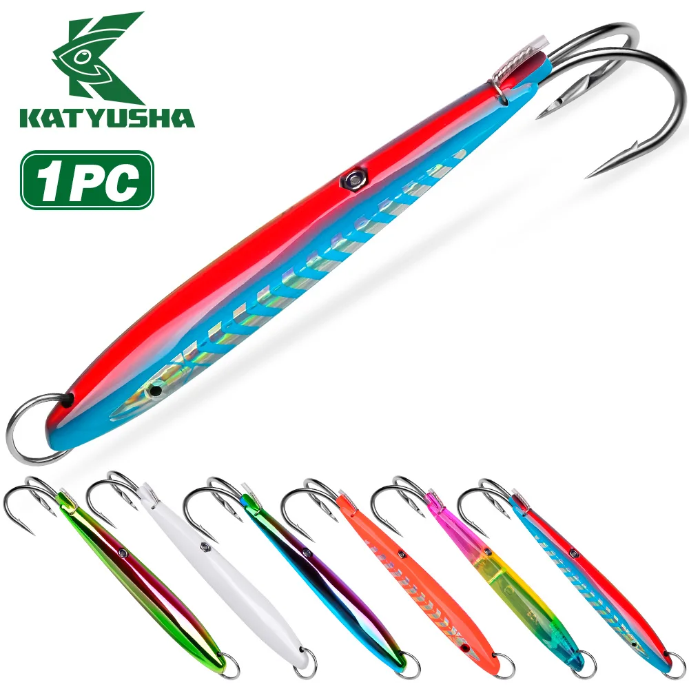 

Katyusha Symmetrical Streamlined Vertical Iron Plate Hard Bait Double Hook Slow Jigging Fishing Bait 1PC Saltwater Fishing Lures