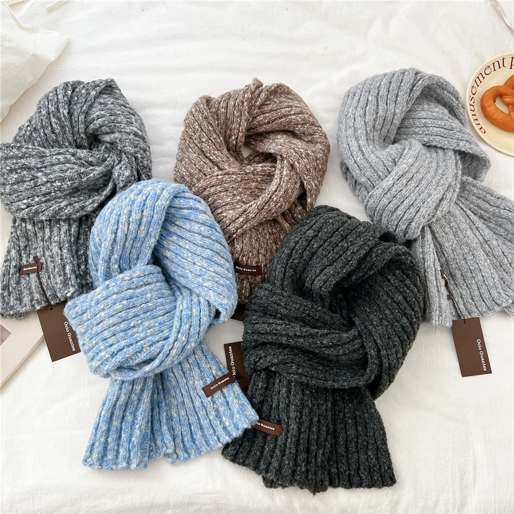 Floral Autumn Winter Women's Scarf Student Knitted New Korean Style Thickened Wool Neck Warmer Couple Versatile