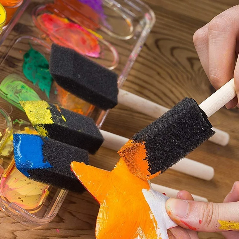 Imagem -03 - Esponja de Espuma e Madeira Handle Paint Brush Grupo Leve Durável e Grande Valor Pack de 80 2