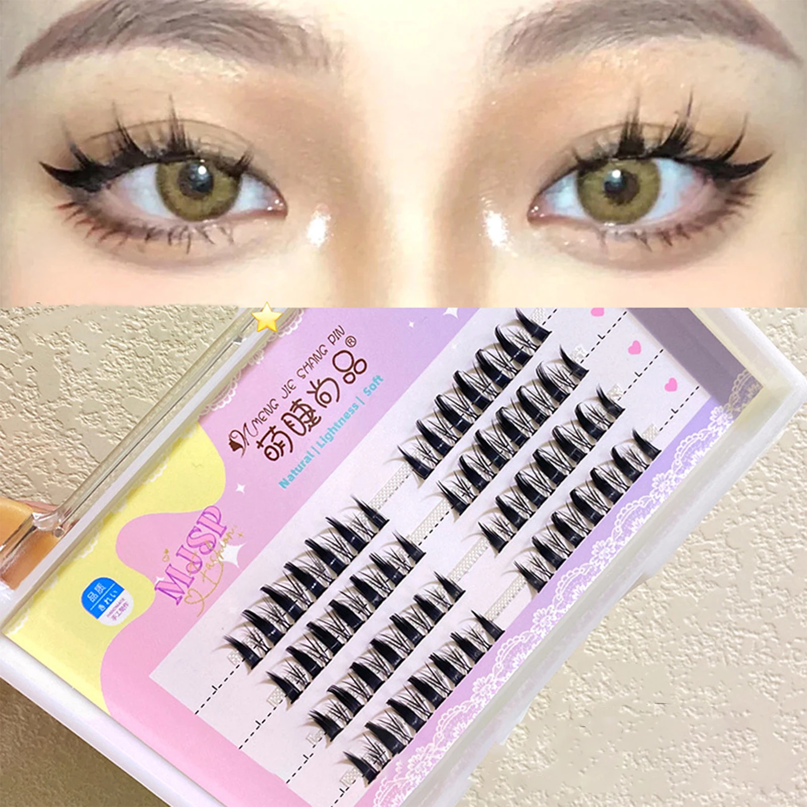 Grafting Eyelashes Individual Wisps Light Soft Reusable Easy to Wear for Women Girls Makeup DIY