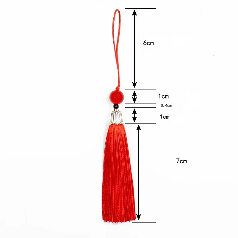10Pcs Tassels Silky Handmade Soft Tassels Jade Bead Tassel DIY Craft Jewelry Bookmark Key Chain Decor Pendant Smooth Fringe Trim