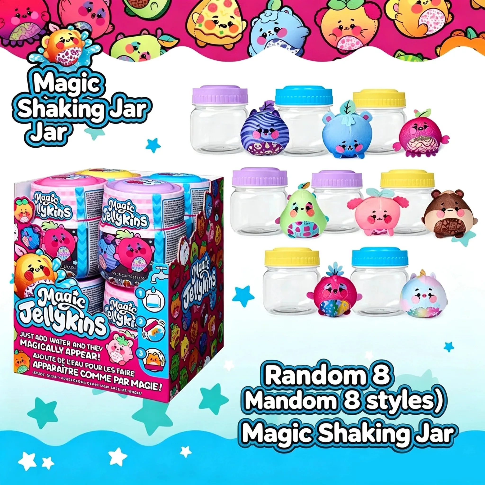 Peluche Magic Jellykins. Coloca agua en el contenedor, agita y descubre tu nuevo peluche (Spin Master), juguete antiestrés.