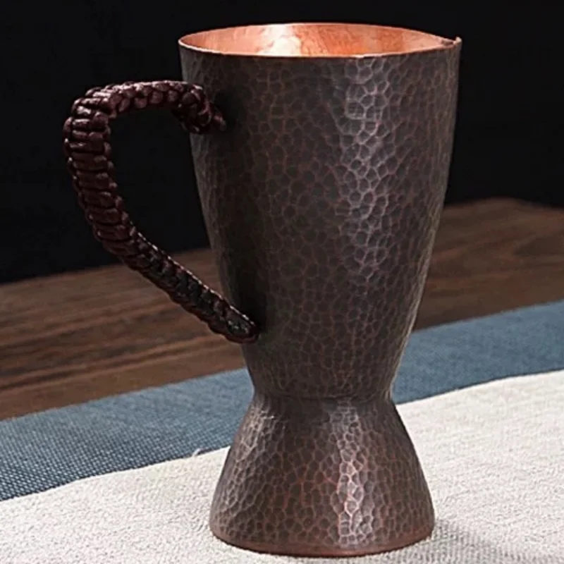 كوب قهوة كلاسيكي من النحاس النقي ، كوب منسوج مصنوع يدويًا بمقبض حليب البغل 350 مللي ، أدوات مائدة بهلوان شاي إبداعي