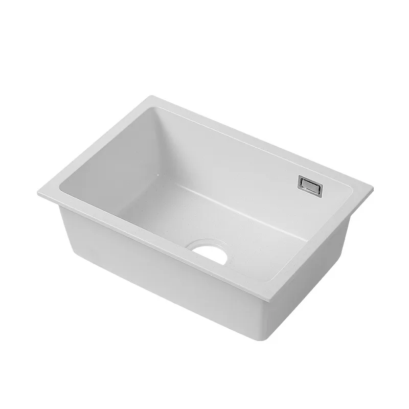 Quartz Kitchen Sink White Under Mount Deep Single Bowl Granite Composite Modern Sink with Complete Accessories for Easy Cleaning