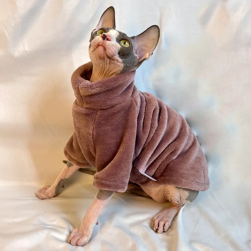 

Turtleneck Hairless Cat Sweater Thicken Comfortable Warm Cat Sweatshirts Warm Two-legged Dog Pullover Shirt For Autumn Winter
