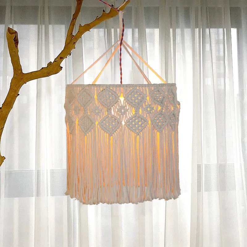 Handmade Macrame Light Shade, Chandelier Hanging Lamp Cover, Cotton Rope, Boho Decor, Lampshade, Tapestry, Macrame Woven