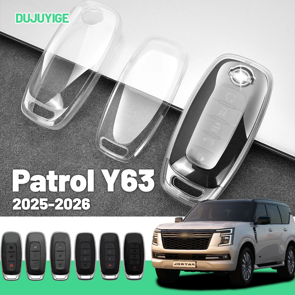 Clear TPU Car Key Case For Nissan Patrol Y63 2025-2026 Key Fob Cover Protector Shell Auto Accessories