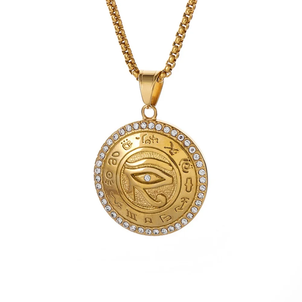 

Egyptian The Eye of Horus Pendant Necklace Gold Color Stainless Steel Round Necklace For Women and Men Egypt Jewelry Gift 2025