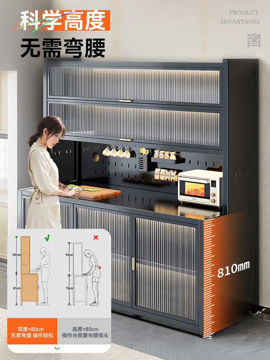 with Wall-Mounted Oven Cabinet for Storing Items Multi-Functional Kitchen Storage Rack Dust-Proof Side Cabinet