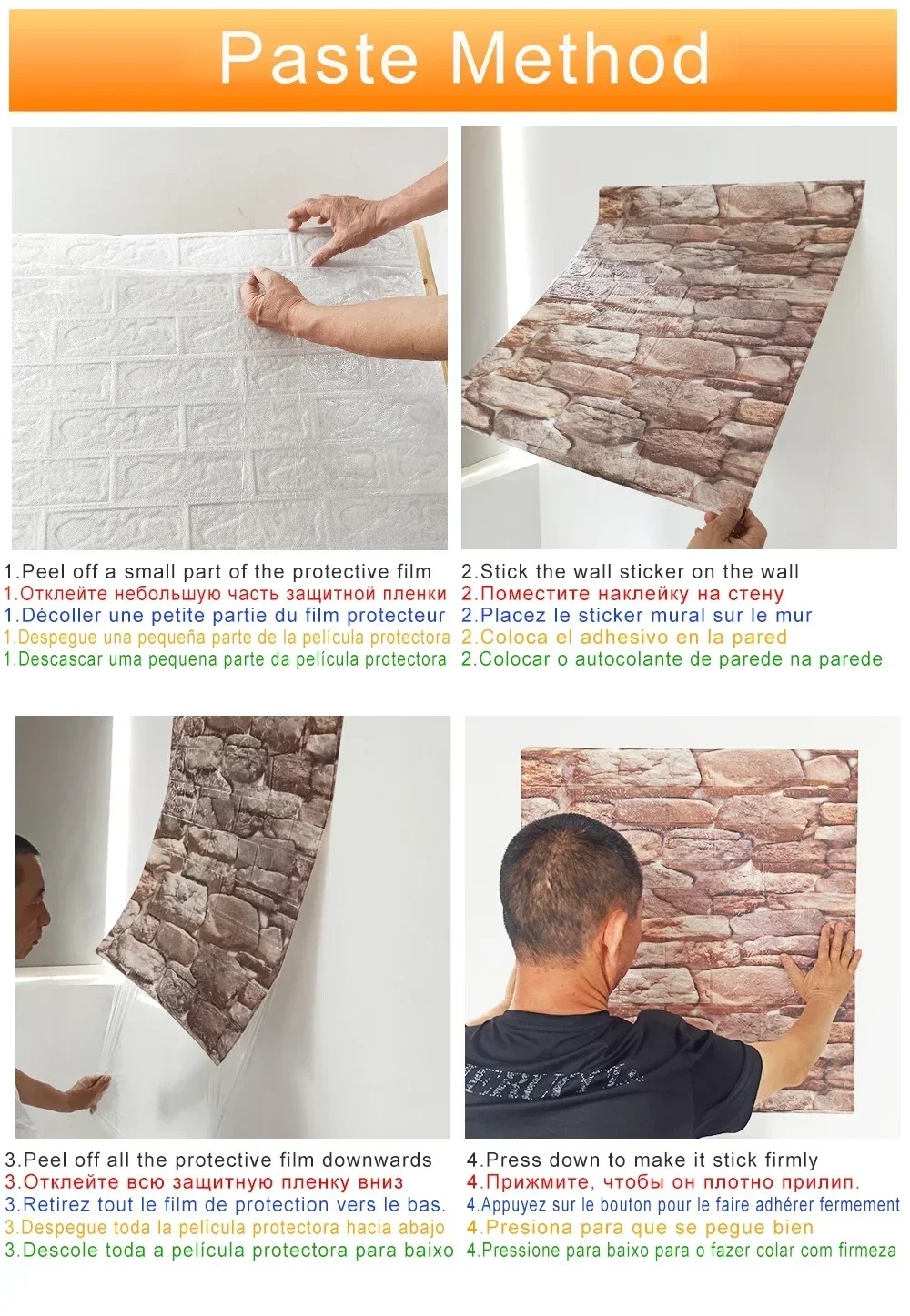 Imitation brick retro Wall papers thick 2.5mm Self-adhesive Waterproof Wall Stickers Home dector for Living room bedroom Office