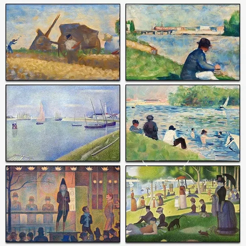 2026 Georges Seurat Famous Painter Artwork Posters A Sunday Afternoon Canvas  Print Wall Art Picture for Living Room Decor