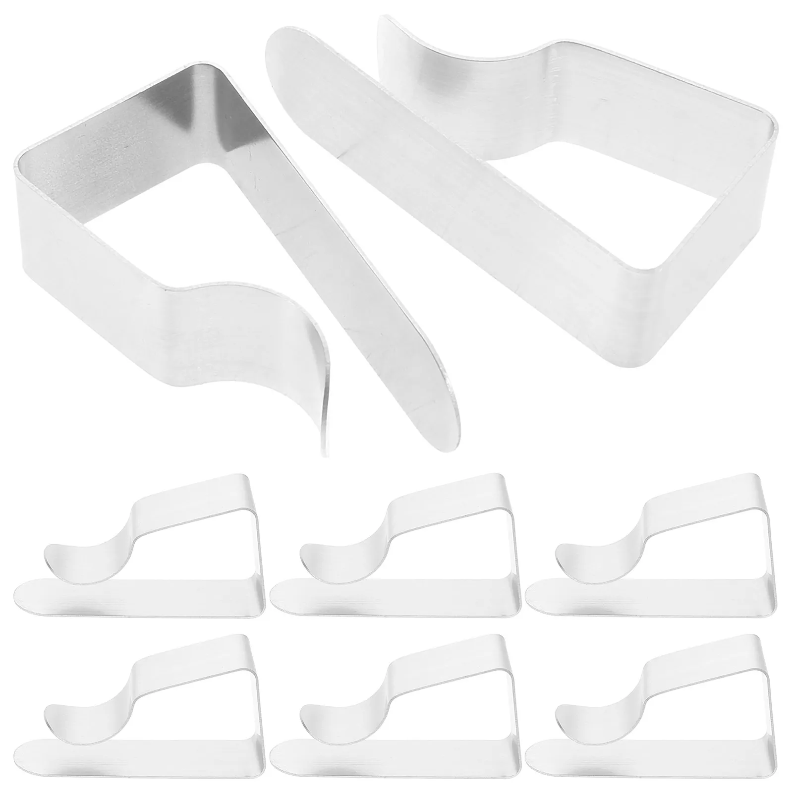 8Pcs Stainless Steel Trapezoid Tablecloth Clamps One-Piece Rust-Proof Table Skirt Fasteners for Outdoor Events Picnic Tables