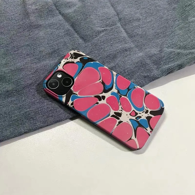 Ins Korean Flowing Pink Blue Case for IPHONE 17 16 ProMax 15 14 Plus 13 12 MINI 11 PRO 16Plus XR XS MAX SE Acrylic Phone Cover