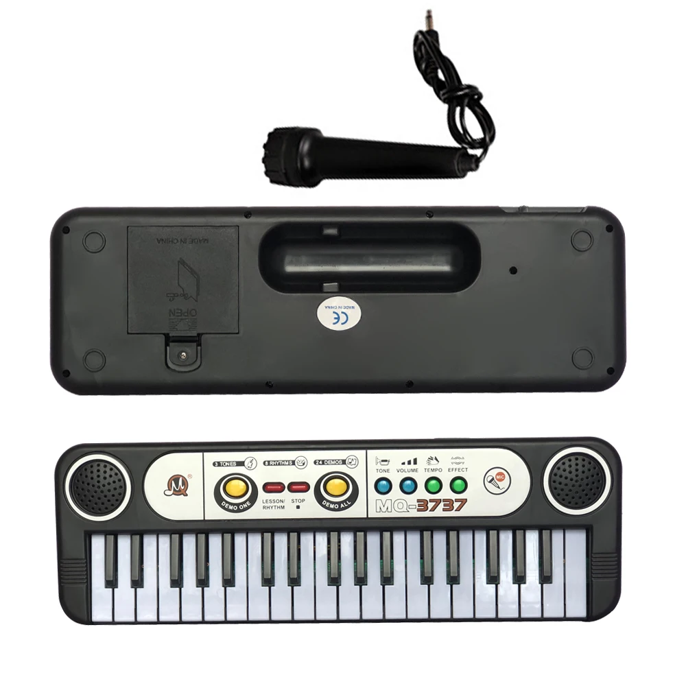 Mini órgão eletrônico com microfone para crianças, 37 teclas, teclado musical, piano digital, brinquedos para crianças