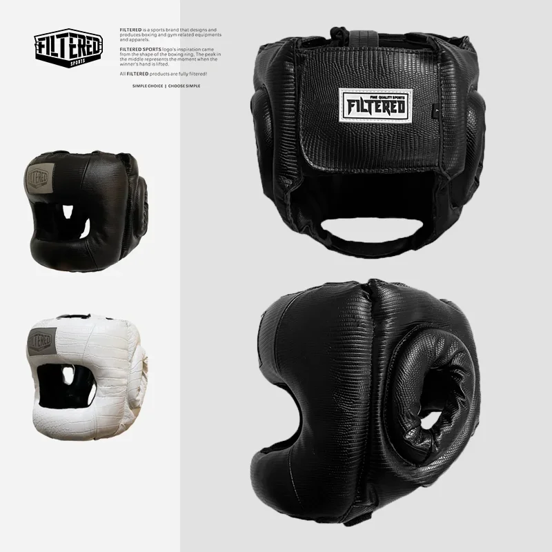 FILTERED SPORTS Professional Boxing Headgear Helmet Removable Rear Cushion for Full Face Protection Boxing Training MMA HG02