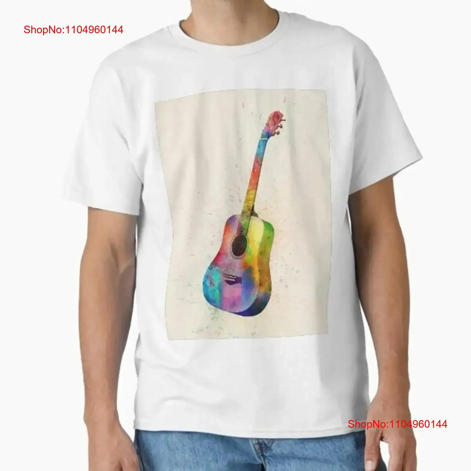 

Acoustic Guitar Abstract Watercolor New Made Australia T Shirt S 2XL vintage Washed Slightly streetwear Versatile graphic