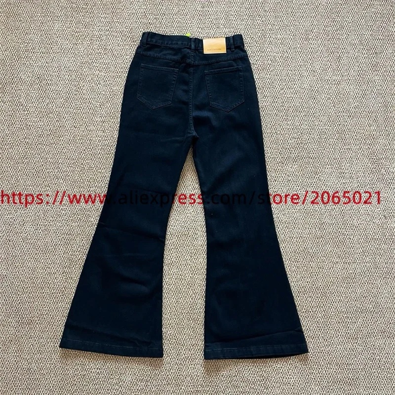 Elastic Floor Mop Micro Horn Pants Jeans For Men Women Black Washed Joggers Trousers