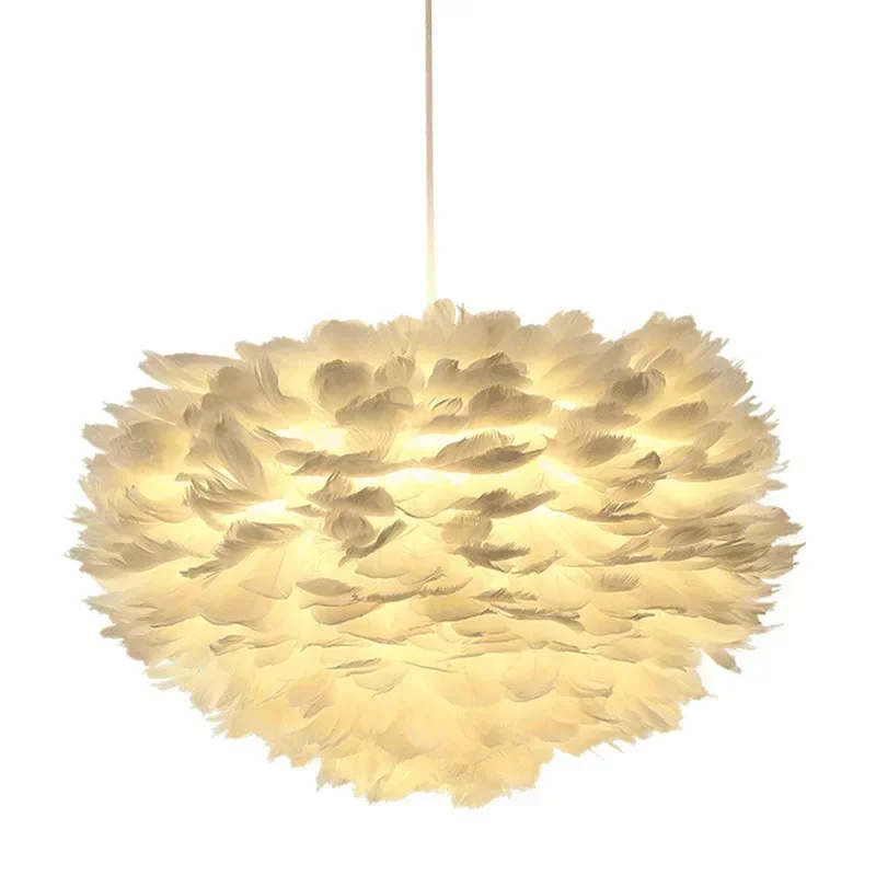 Plafonnier en Plumes au Design Nordique Moderne, Luminaire Décoratif de Plafond, Idéal pour un Salon, une Chambre à Coucher, une Salle à Manger ou un Café