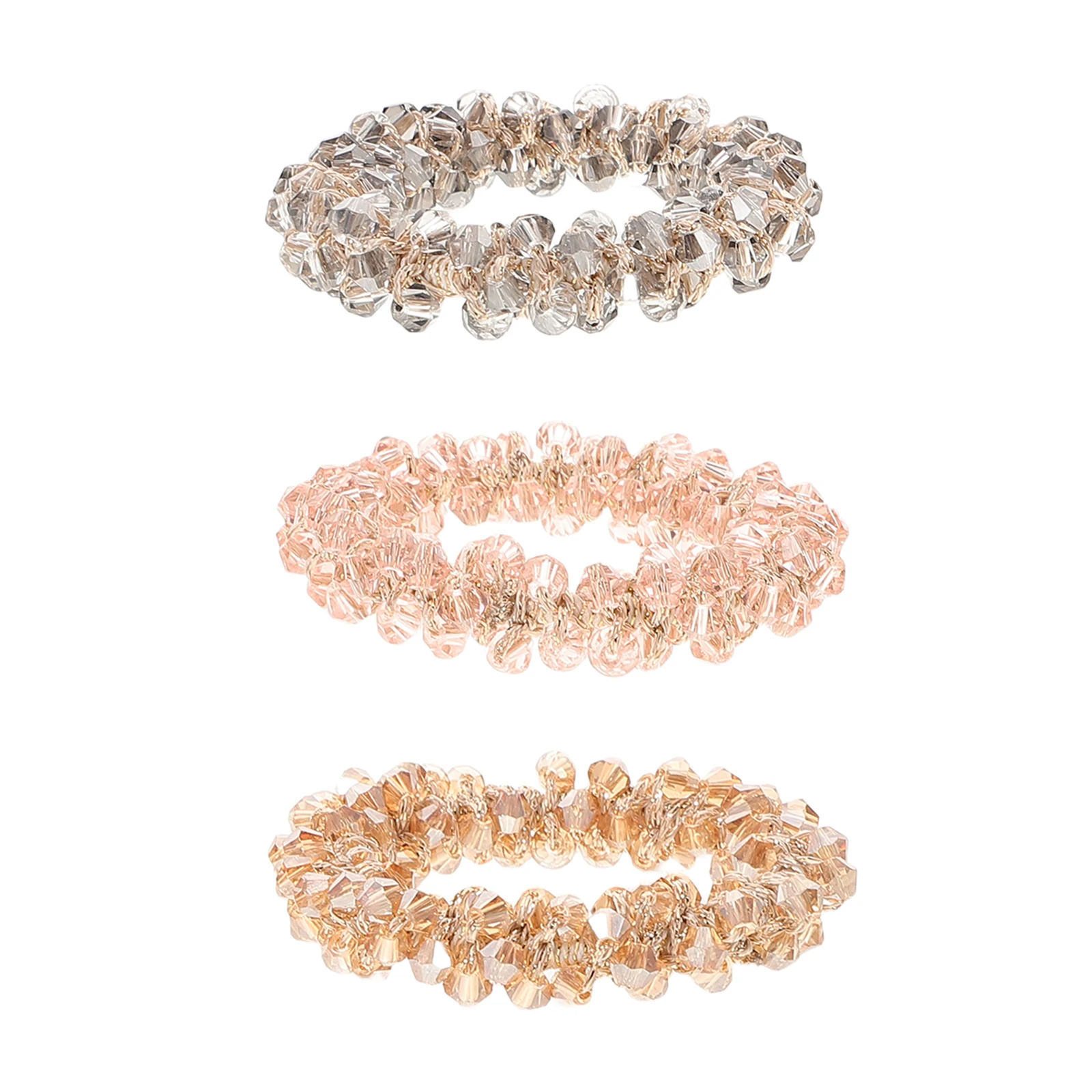 

3pcs Crystal Ties Sparkly Elastic Scrunchies Damage-Free Ponytail Holders For Women Girls Toddler Baby Hair Jewelry Elegant Soft