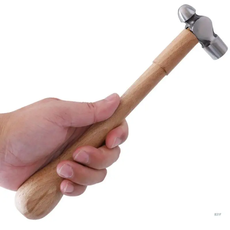 Ball Peen Hammer with Wooden Handle Carbon Steel Ball Peen Hammer for Striking Metalworking Construction Woodworking