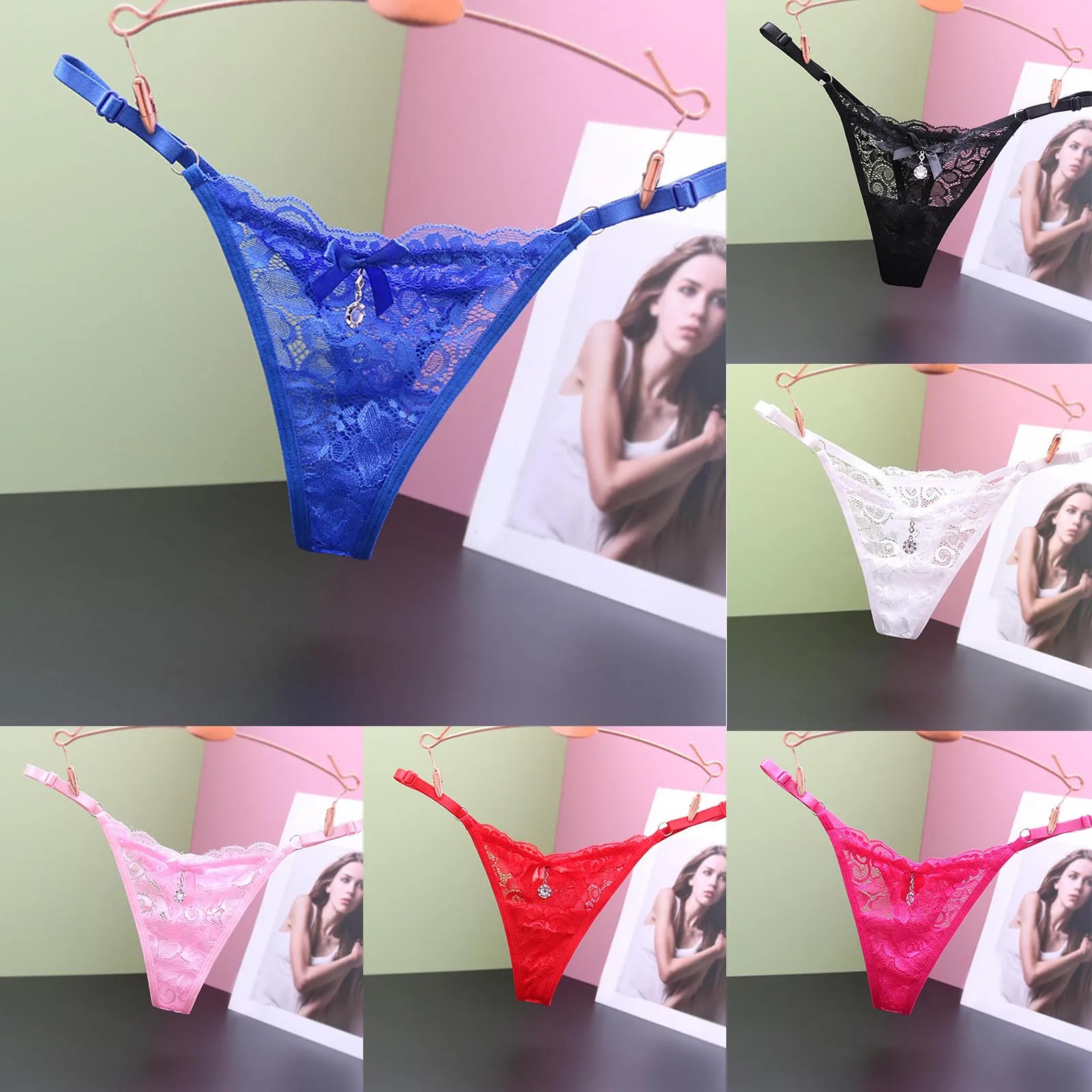 Cotton Underwear For Women Plus Size Women Sheer Lace Thong Adjustable Waist Bow Mesh Sexy Seamless Panties Calcinhas Feminina