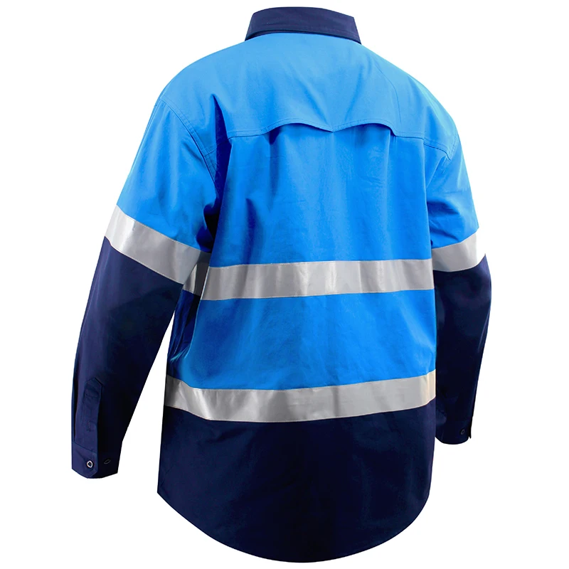 Pink Hi Vis Shirts Safety Workwear 100% Cotton Reflective Long Sleeve