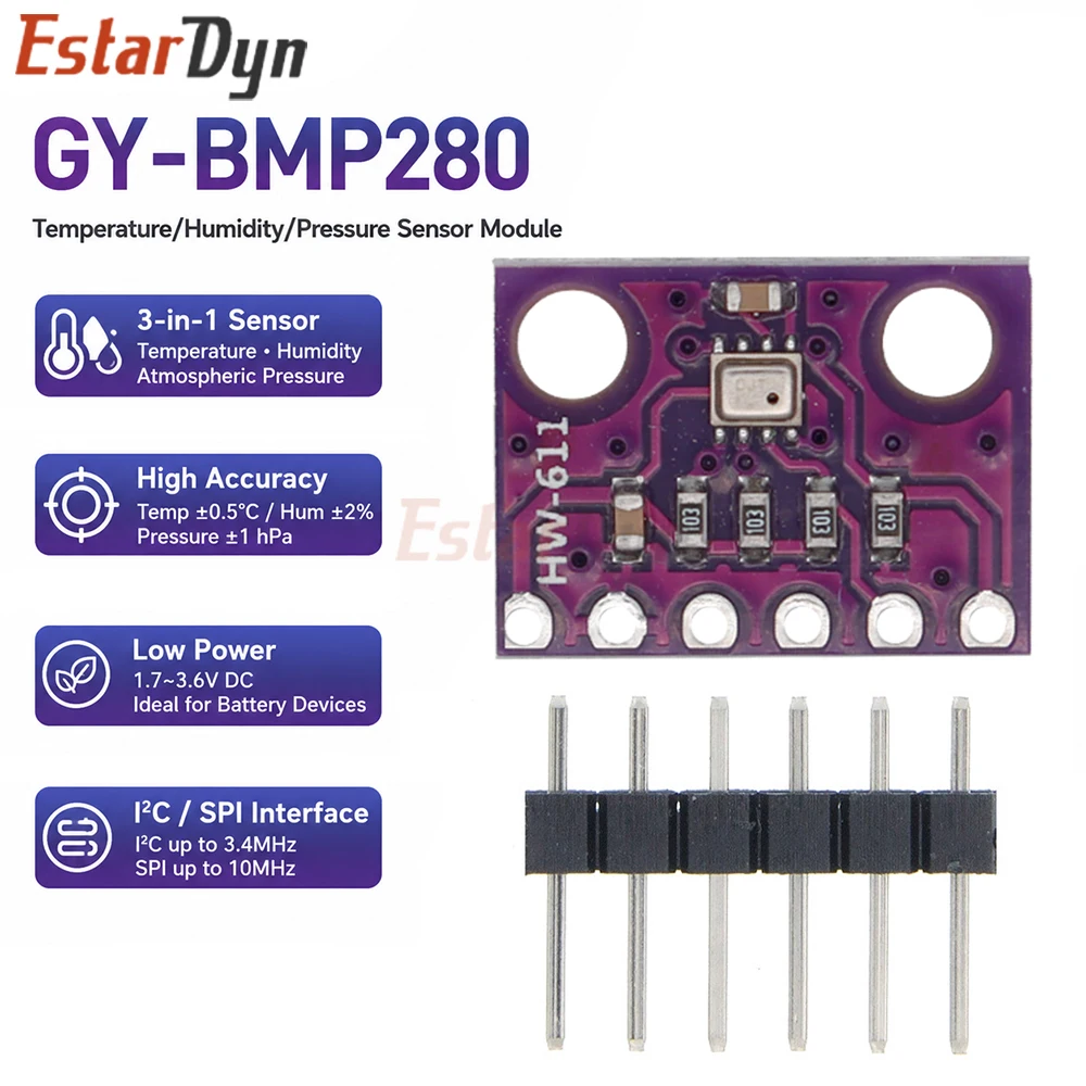 Estardyn GY-BMP280-3.3 High Precision Atmospheric Pressure Sensor Module BMP280 Barometric Altimeter Temperature I2C SPI 3.3V