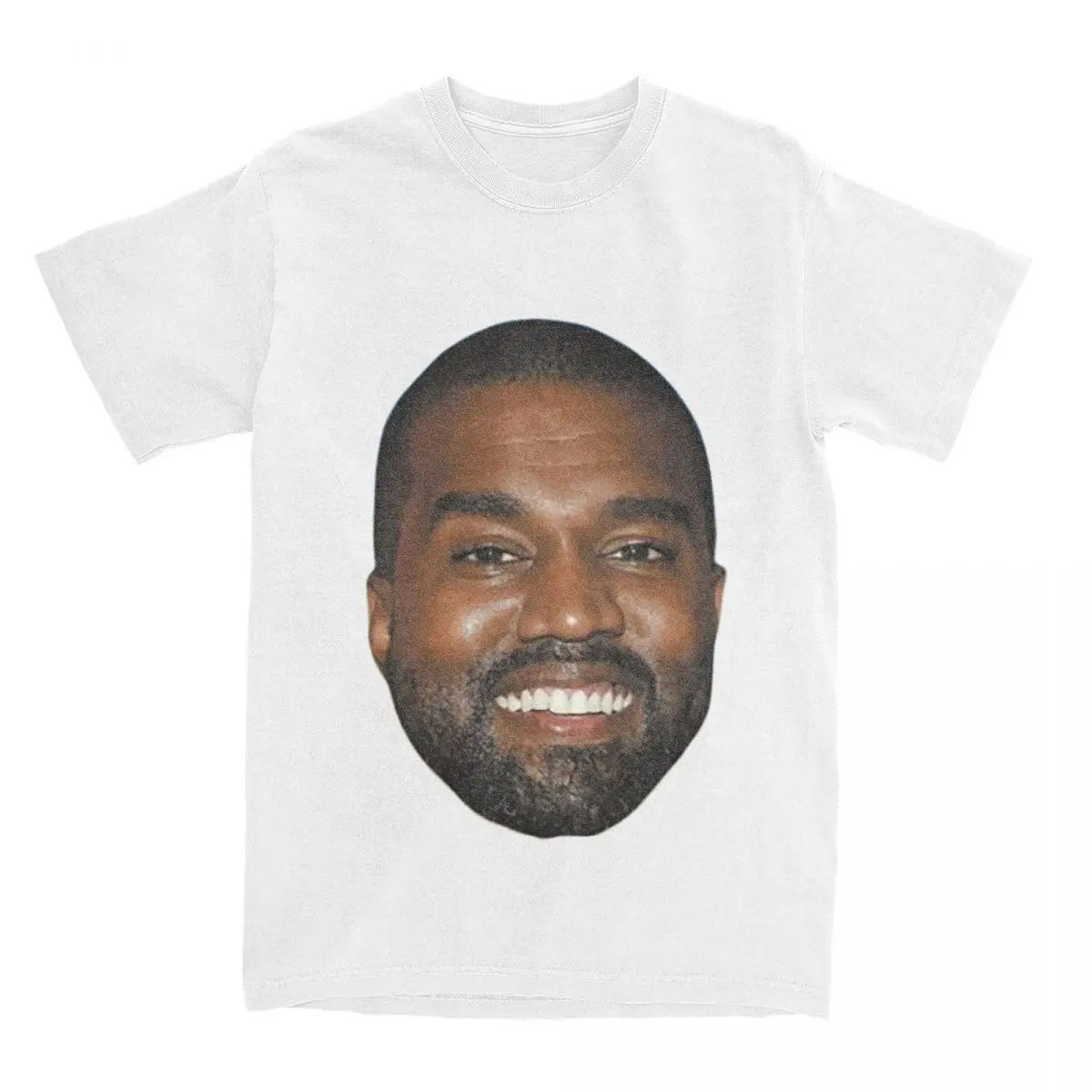 Smile Kanye Wests Face Head Rapper T Shirts Merchandise Men Women\'s Pure Cotton for Male T-shirt Short Sleeve Clothing Plus Size