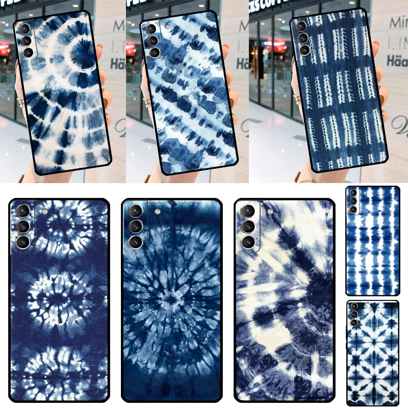 Shibori indigo Tie Dye Case For Samsung Galaxy S23 S22 S21 Ultra S20 FE S9 S10 Note 10 Plus Note 20 Ultra Cover