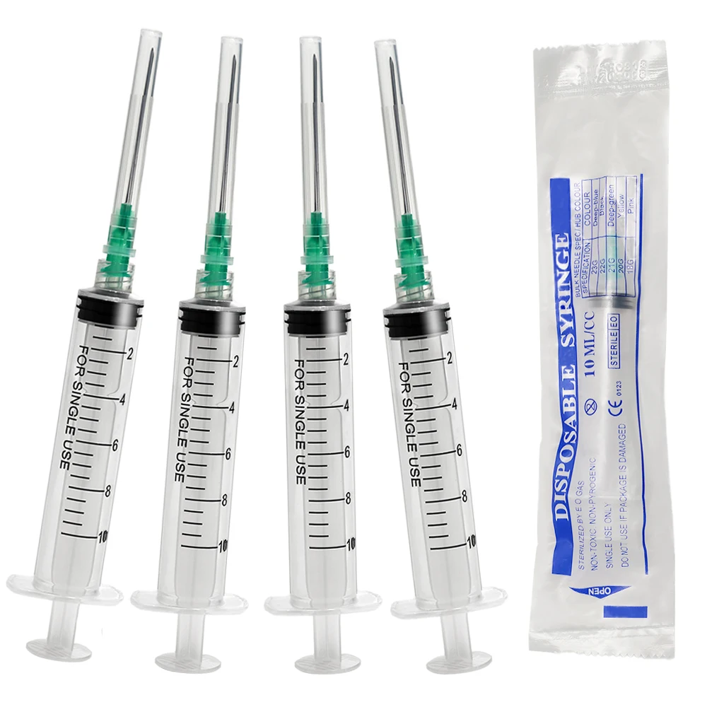 

100Pack 10ml 21G 1.5inch Luer Lock Syringe With Needle Sterile,Glue Dispensing Cylinder,for Measuring Liquid,Lab Use