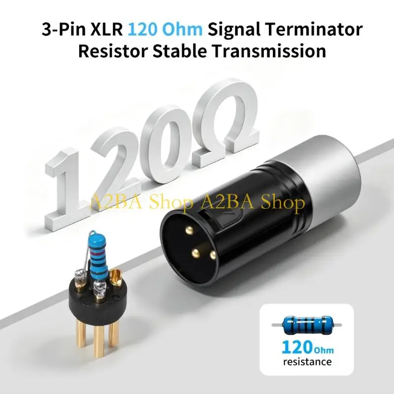 A2BA Gold Contact Resistors Plug 120Ω 2Pcs/Set for DMX512 Chain End Use