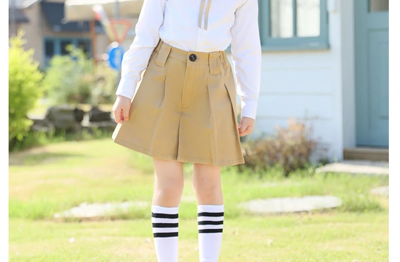 College-Preppy-Stil Schuluniformrock für Mädchen, Khaki-Faltenrock, Elegante Kinderkleidung für Teenager – Detail 5