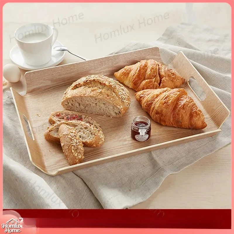 Wooden Bread Plate Solid Wood Serving Tray with Handle for Hotel Restaurant Home Use Natural Ash Wood Cutting Board Storage