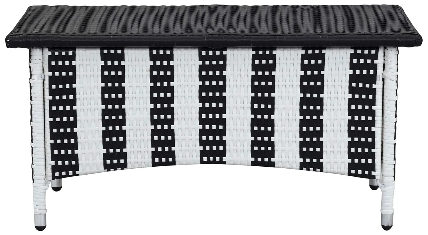 Outdoor Patio Furniture Set 4-Piece Black & White Wicker Sofa & Table, Customized