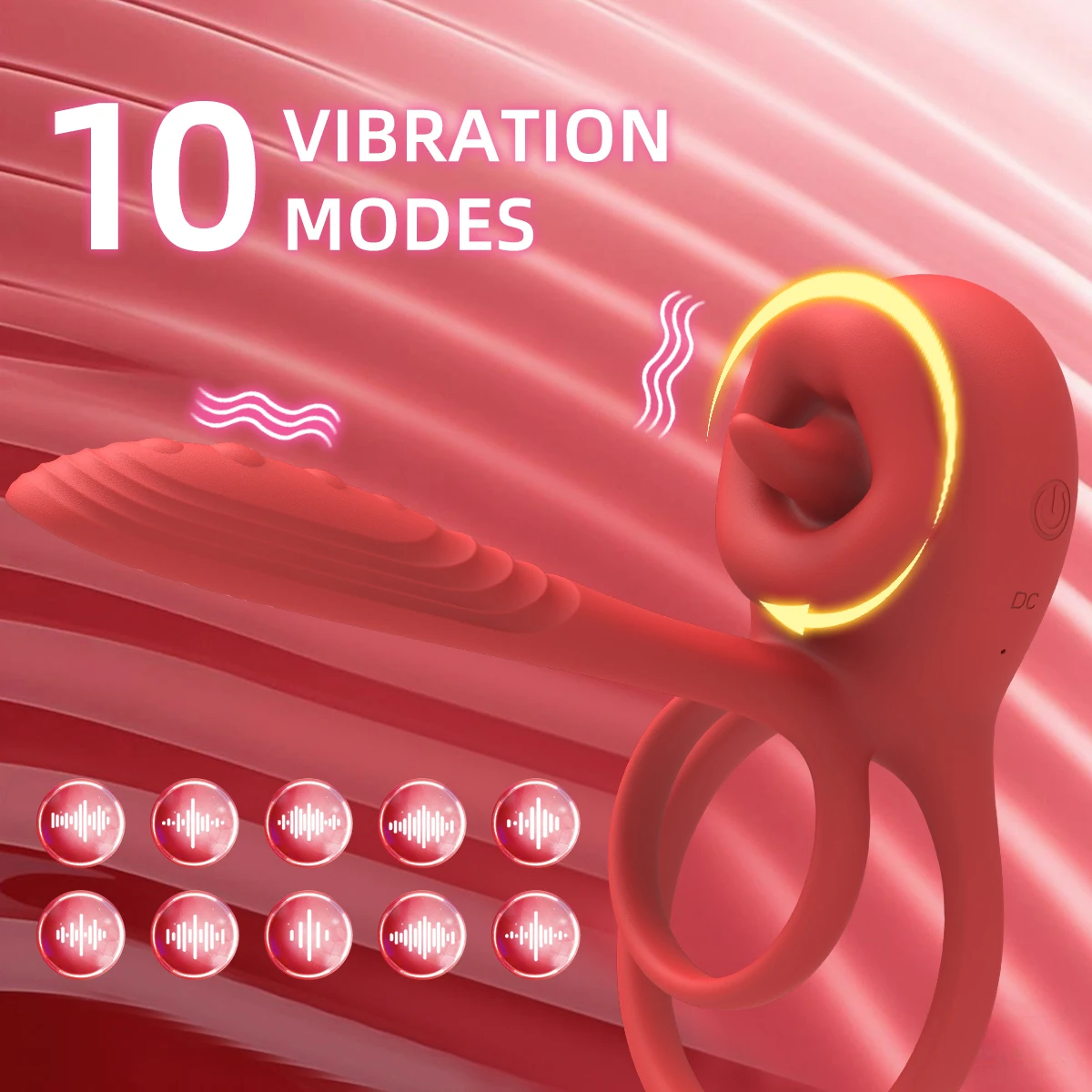 APP Control Cock Ring Vibrator Male Ejaculation Delay Vibrating Tongue Licking Penis Ring Clitoris Stimulator Sex Toy for Couple view 2