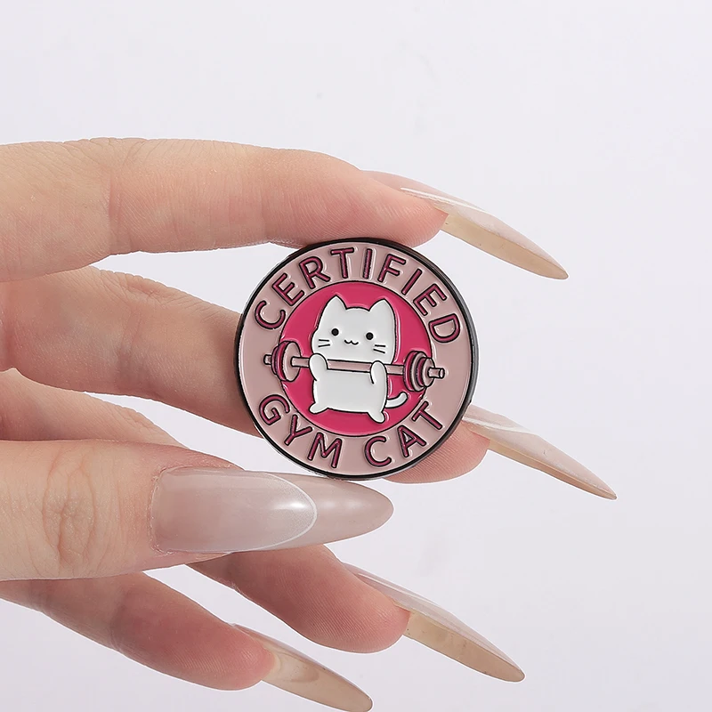 معتمد الصالة الرياضية القط المينا دبوس كبير الغنيمة نادي اللياقة البدنية المتحمسين بروش التلبيب على ظهره مضحك مجوهرات اكسسوارات هدية للأصدقاء #6