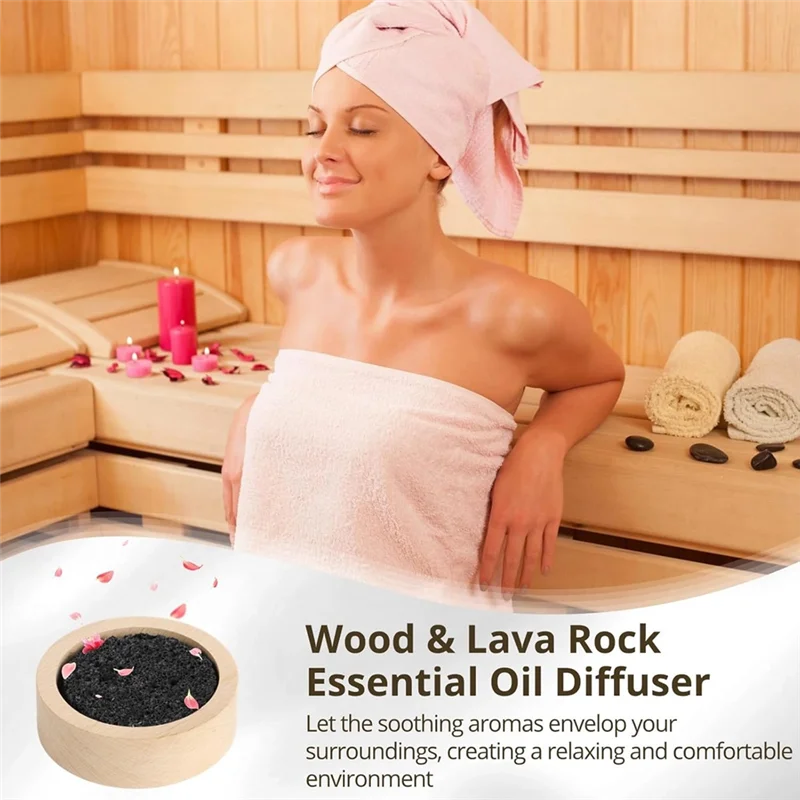 Diffuseur d'huiles essentielles de roche de lave en bois, aromathérapie naturelle pour Sauna, bureau