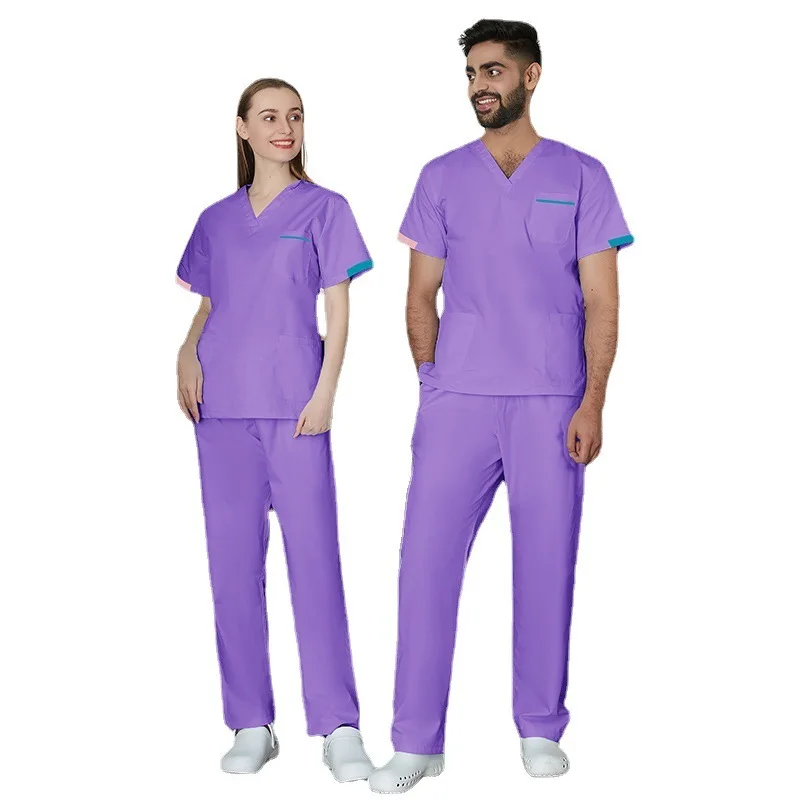 Roupas de trabalho de manga curta, Roupa de Lavagem Médica, Fato Dividido, Escova de Mão, Enfermeira Oral e Dentária, Roupa Cirúrgica