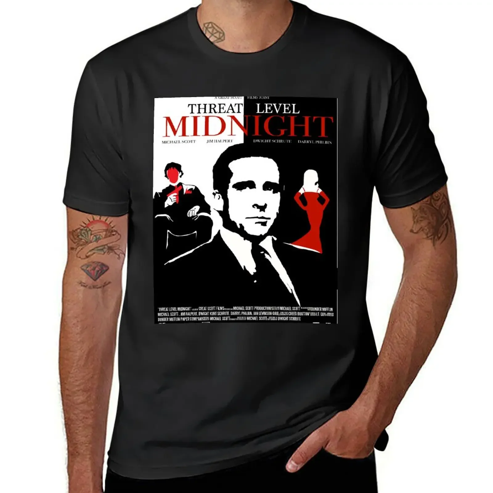 The Office: Threat Level Midnight Movie Poster T-Shirt blanks Short sleeve tee blacks Men's cotton t-shirt