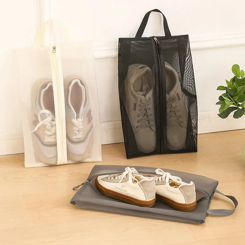 1pcs Nylon Travel Shoe Bags with Zipper Closure for Men Women Breathable Shoe Organize Storage Bags Makeup Laundry Bag