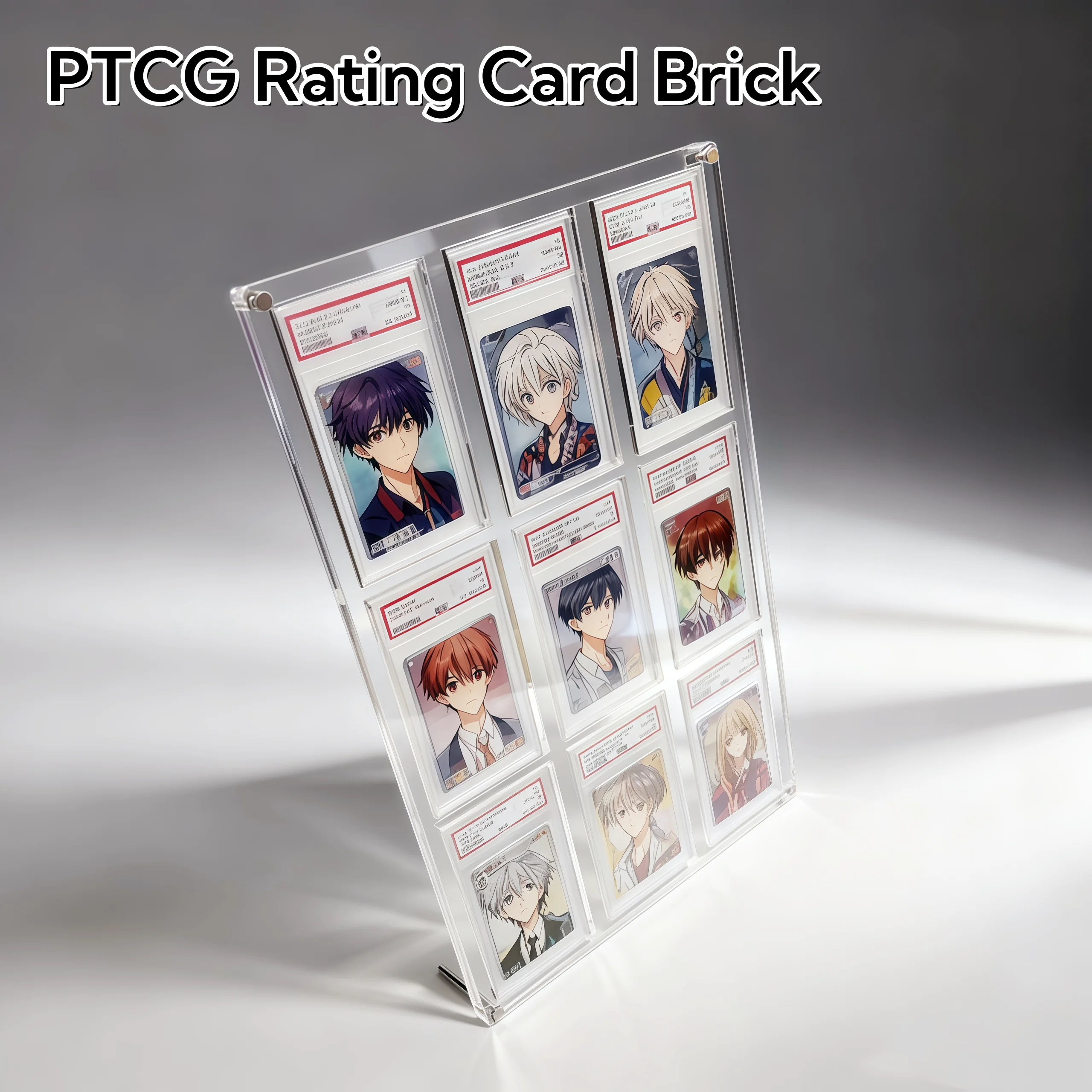 9-Slot Acrylic Rating Trading Card Stand 35PT Thick Ultimate Display for Graded PTCG Crystal Clear Showcase Gift