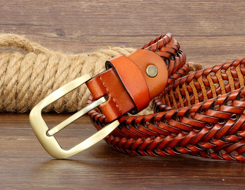 Männer Und Frauen Gürtel Aus Echtem Leder Weibliche Luxus Strap Gürtel Kummerbund Gewebt Gestrickte Qualität Hohe Jeans Hosen Zubehör – Detail 10