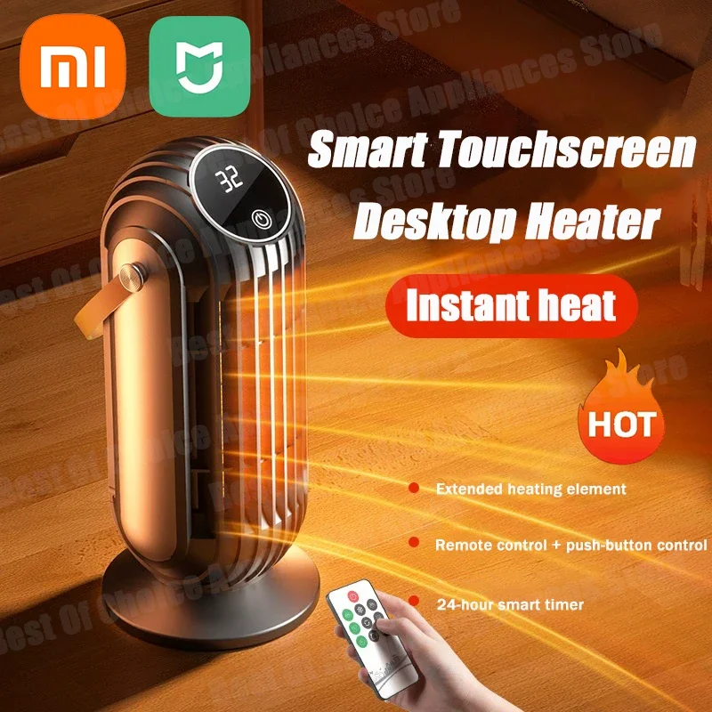 2000W Remote Control Intelligent Desktop Space Heater PTC Ceramic Fast Heating with 4 Heat Settings for Home Office Bedroom