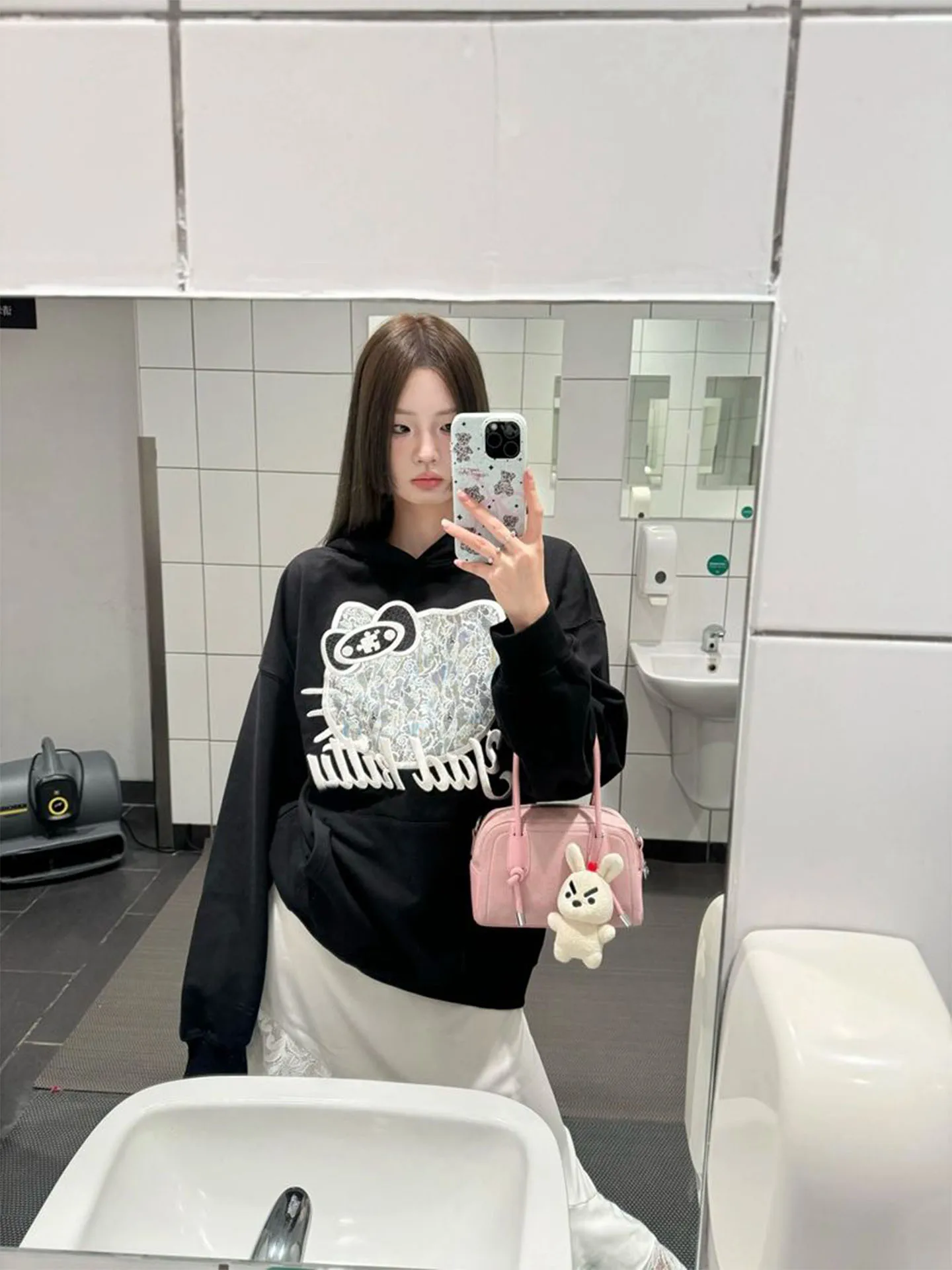 Kit renda 3d impresso moletom feminino solto doce bonito topo na moda longo sve fibra de poliéster casual streetwear