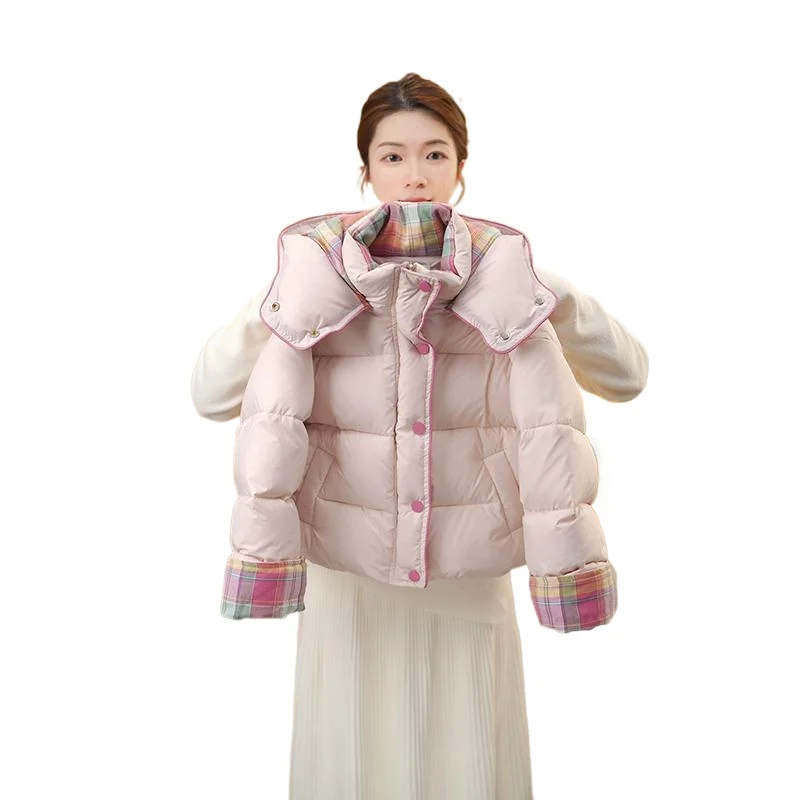 2026 New Winter Girls Short Padded Coat, Korean‑Style Hooded Thick Warm Outerwear Stylish Kids Winter Warm Top