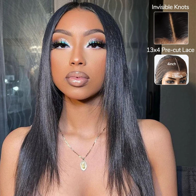 

Glueless Straight 13x4 HD Lace Front Wigs Ready to Wear Frontal Human Hair Wigs With Pre-plucked Brazilian Lace Front Wigs